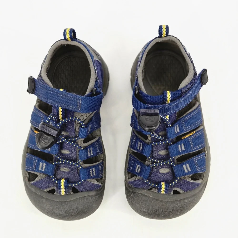 KEEN Newport H2 Kids Blue Yellow Waterproof Trail Hiking Sport Sandals 10 EUC